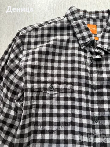 Мъжка карирана риза Hugo Boss Orange 100% Памук (Размер M), снимка 2 - Ризи - 55832139