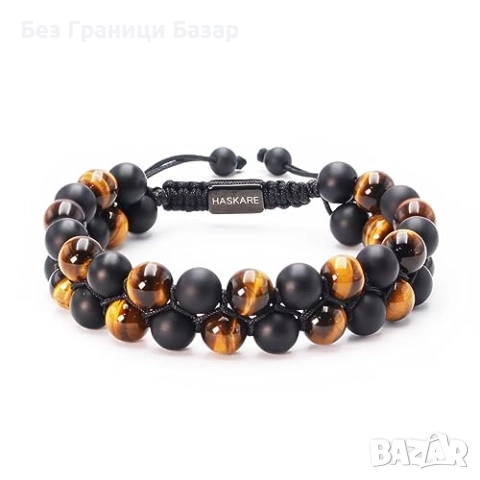 Нова Луксозна гривна от камъни за мъже подарък Коледа рожден ден 