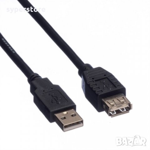 Кабел USB-A към USB-A 2.0 Roline 11.02.8947 Черен, USB Type A to USB A M/F, снимка 3 - USB кабели - 31253270