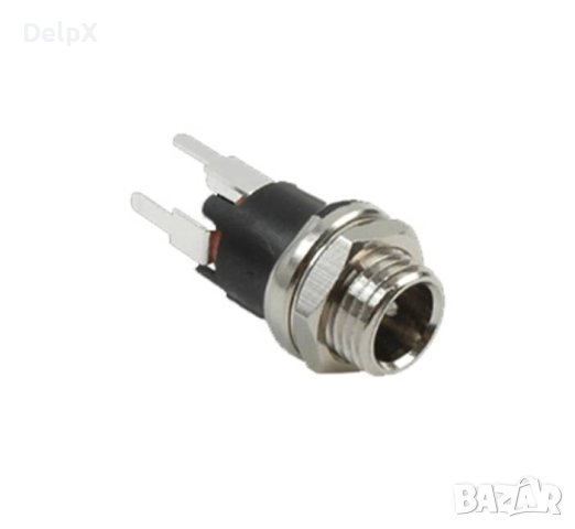 Букса малка захранваща за панелен монтаж метална 5,5x2,1mm(м), снимка 1