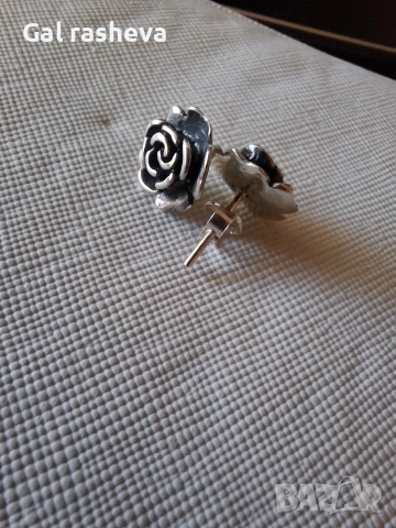 Сребърни обеци рози, снимка 4 - Обеци - 53897440