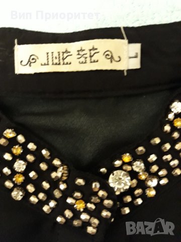 Риза маркова бутикова LUESE официална с бижута и камъни, фина коприна, снимка 13 - Ризи - 37415180
