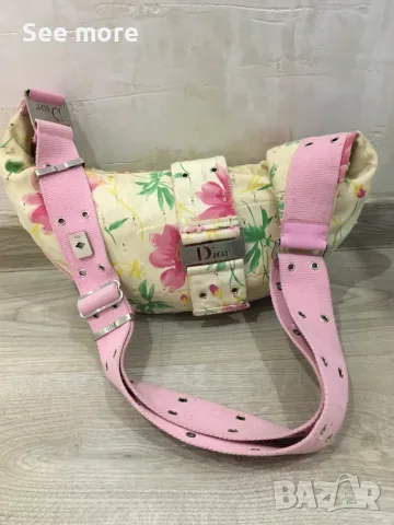 Vintage Dior Inspired Floral Denim чанта, снимка 3 - Чанти - 55955450