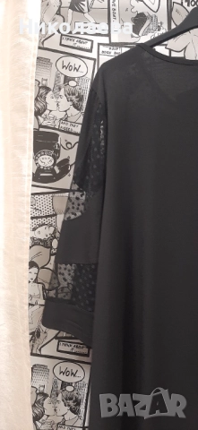 Макси туника в черно с ефектен тюл-точки!, снимка 2 - Туники - 52307506