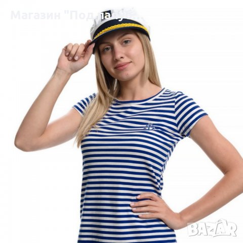 Дамски моряшки сет: тениска и капитанска шапка, снимка 9 - Тениски - 29975136