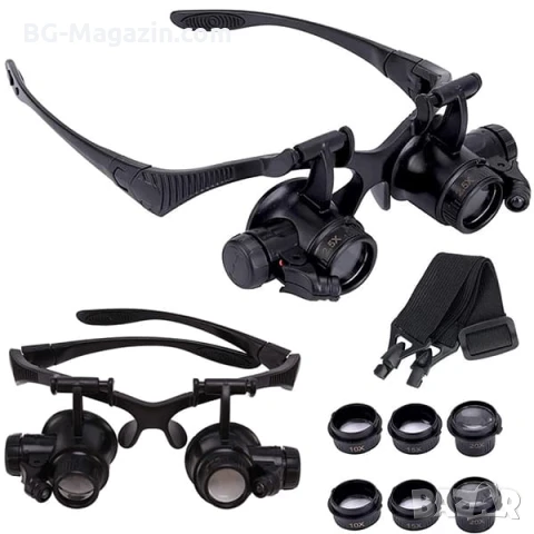 Мощна професионална увеличителна часовникарска лупа за глава с LED осветление бижутери часовникари, снимка 3 - Други инструменти - 50921224