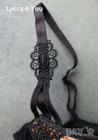 Chantelle 80C размер луксозен сутиен с черна дантела и златист сатен, снимка 3 - Бельо - 40475232