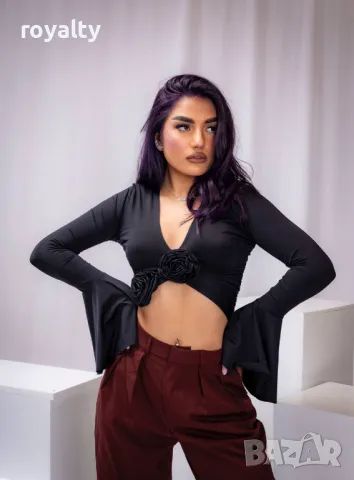 Стилен черен дамски топ , снимка 3 - Корсети, бюстиета, топове - 50376753