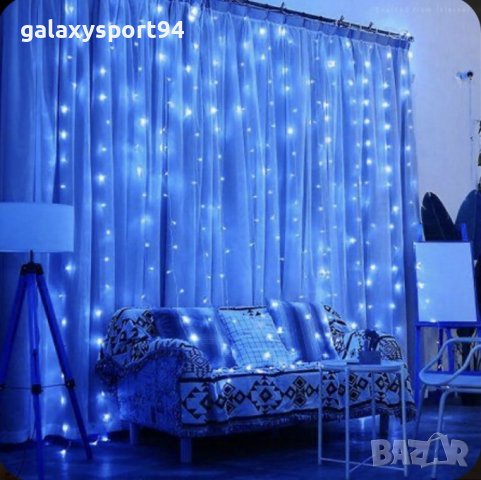 LED Завеса 3 х 3 м Студено Синьо White 420лампи с Опция Снаждане, снимка 4 - Лед осветление - 38583582