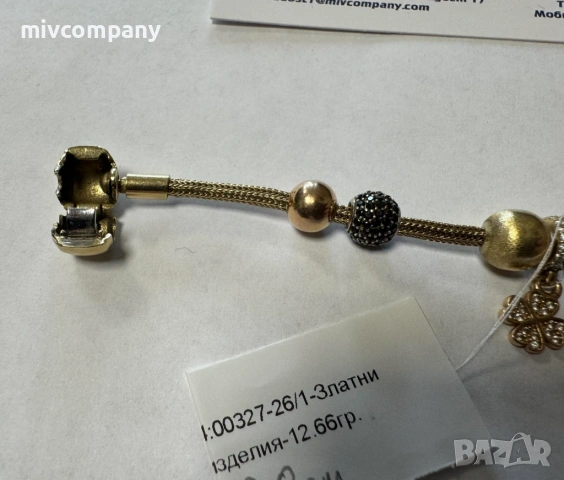 Златна гривна тип "Пандора" 12.66гр.20см., снимка 5 - Гривни - 54191787