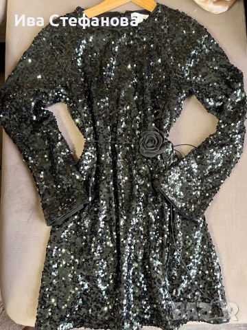 Нова  блестяща празнична парти официална коктейлна рокля пайети, снимка 3 - Рокли - 52631561