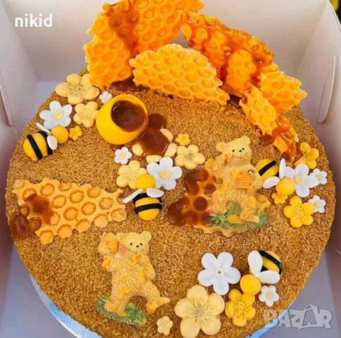 Мече Мочок яде мед силиконов молд форма фондан шоколад смола гипс декор, снимка 4 - Форми - 49092805