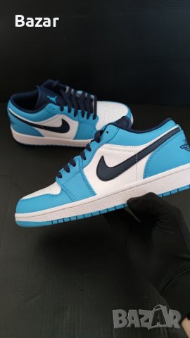 Нови Оригинални Маратонки Nike Air Jordan 1 Low unc Обувки Размер 42 и 43 номер сини бели черни blue, снимка 12 - Маратонки - 39180705