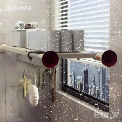 Разтегателен телескопичен рафт без пробиване 50–80 см, снимка 3 - Други стоки за дома - 52930437