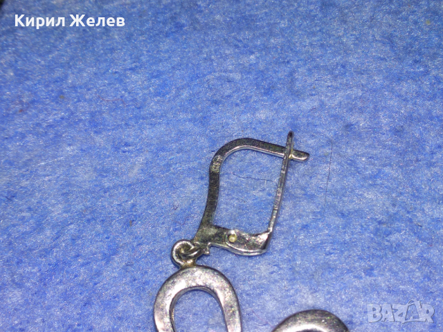 ШАРМАНТНА СРЕБЪРНА ВИНТИДЖ АРТ ОБЕЦА СРЕБРО 925 с БЯЛА ПОЗЛАТА и АНГЛИЙСКО ЗАКОПЧАВАНЕ 43226, снимка 5 - Обеци - 44707709