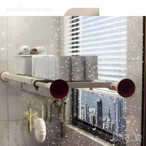 Разтегателен телескопичен разделител за рафтове на гардероб, регулируем 70-120 см, с вендуза, за раз, снимка 3 - Други стоки за дома - 53053466