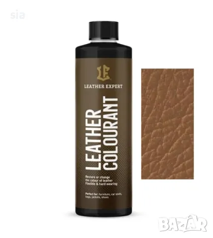 Боя за кожа, естествена или еко кожа, 50 мл, кафява, leather expert