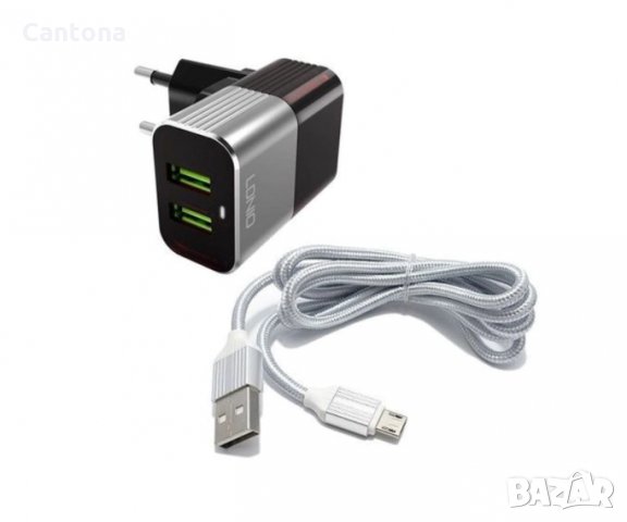 Зарядно устройство LDNIO A2206 Adaptive Fast Charge c Micro USB кабел, 2.4A, 2xUSB Port, Универсално, снимка 4 - Оригинални зарядни - 30417598