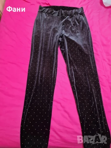 Черен плюшен панталон , снимка 2 - Панталони - 51168554