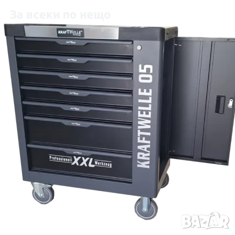 Количка с метален плот със 7 чекмеджета ,6 от които са пълни с инструменти KRAFTWELLE , XXL-05, снимка 2 - Други инструменти - 50328194