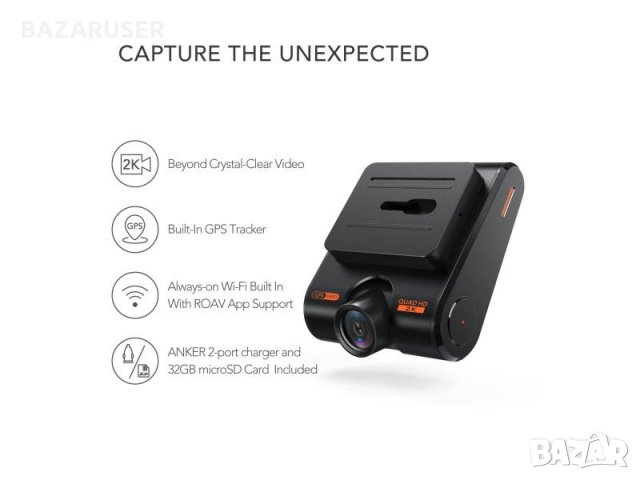 Камера за кола ROAV C1 PRO, 2K, GPS, WiFi, 32GB ka/Гаранция 12 месеца/, снимка 3 - Аксесоари и консумативи - 30890762