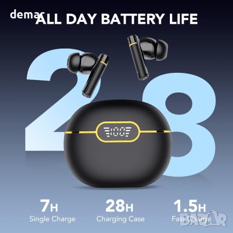 Безжични слушалки Bluetooth 5.3 Ipx7 водоустойчиви, управление с докосване, черни, снимка 5 - Bluetooth слушалки - 44168574