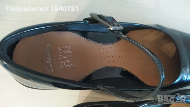 CLARKS черни, лачени – на платформа, № 40, снимка 9 - Дамски елегантни обувки - 56111968