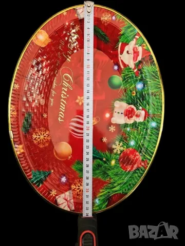 Пластмасова коледна чиния, плато , снимка 2 - Чинии - 48358603