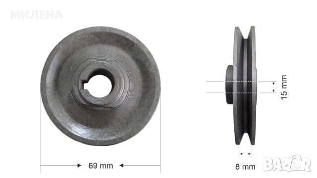 РЕМЪЧНА ШАЙБА ЗА ЕЛЕКТРОМОТОР С ВАЛ 15 мм, снимка 2 - Други инструменти - 50655364