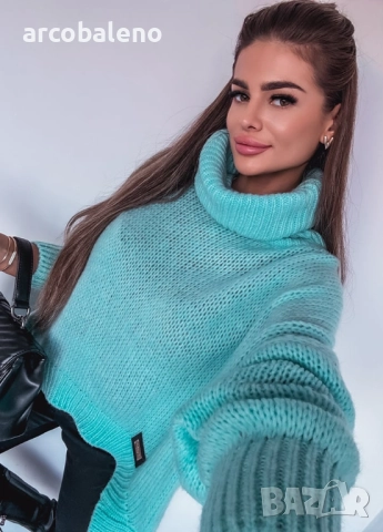 Дамски пуловер с висока яка , снимка 2 - Блузи с дълъг ръкав и пуловери - 52418144