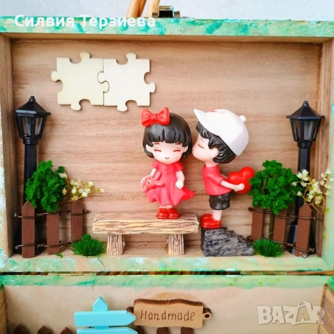 Уникална дървена кутия-макет "Fairy garden" с вътрешна декорация сюжет, снимка 3 - Други - 50835065