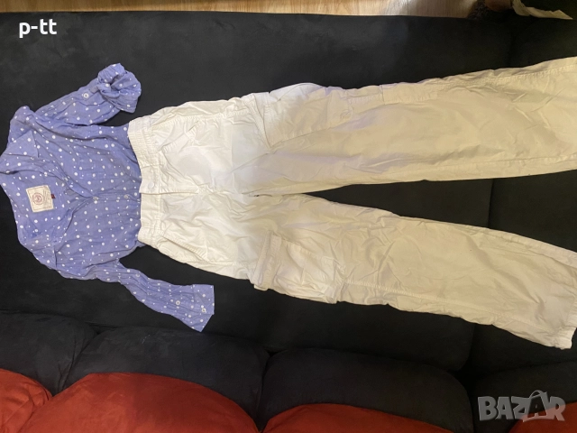 Риза на точки ,бял карго (панталон като нов), снимка 3 - Панталони - 52335828