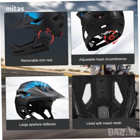 Кросова каска MARTAR, Full Face, ЕN Сертифицирана, Модулна, Тегло: 570g, Размер: M/L, снимка 9 - Аксесоари за велосипеди - 53119181