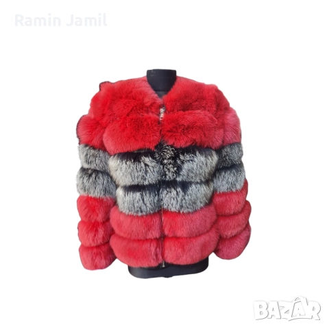 Палта от лицева агнешка кожа и косъм естествена лисица., снимка 3 - Палта, манта - 51545211