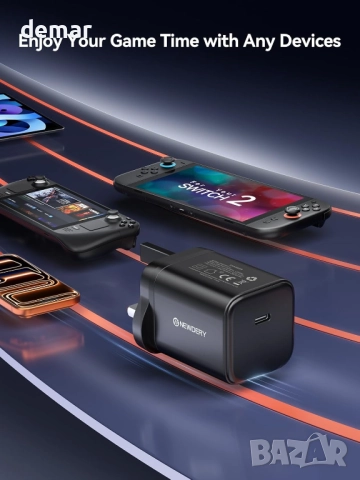 Зарядно устройство NEWDERY 65W GaN за Nintendo Switch 2 (TV режим), Steam Deck, ROG Ally, iPhone, снимка 9 - Друга електроника - 52637206