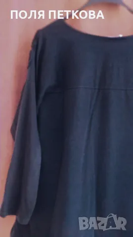 Черна блуза с пухкави сърца, снимка 2 - Блузи с дълъг ръкав и пуловери - 48095281