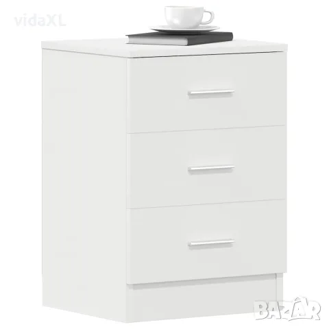 vidaXL Нощни шкафчета, 2 бр, бели, 38x35x56 см, инженерно дърво, снимка 4 - Шкафове - 56147708