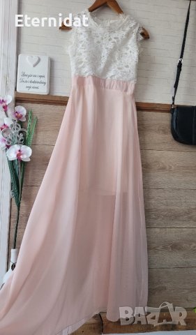 Официална рокля бяло и розово, снимка 1