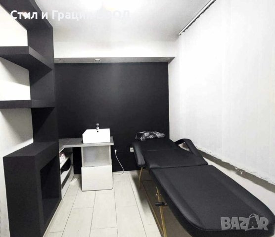 Фиксирана кушетка 557G - бяла/черна със златиста рамка 184 x 60/80 x 76 см, снимка 4 - Кушетки - 41678454