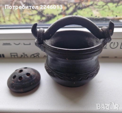 Автентична старинна керамична кадилница/тамянник/-ръчна изработка, снимка 2 - Антикварни и старинни предмети - 54151008