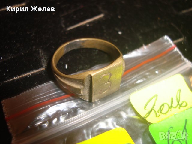 РЕТРО СТАРИНЕН БРОНЗОВ ПРЪСТЕН 20-те 30-те ГОДИНИ с БУКВА 6164, снимка 4 - Колекции - 30554514