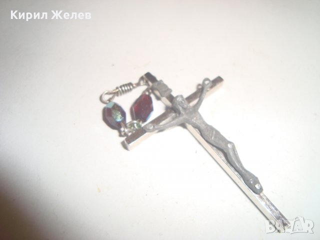 СТАРО СРЕБРИСТО РАЗПЯТИЕ НАГРЪДНО КРЪСТ с КРИСТАЛИ 3859, снимка 7 - Колиета, медальони, синджири - 30580722