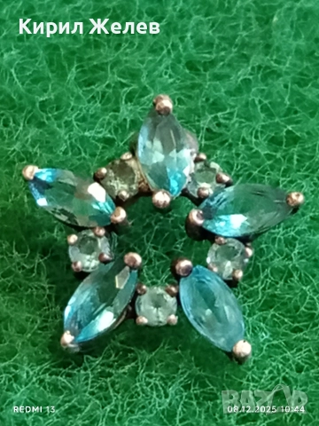 Колие сребърна звезда 🌟 със инкростирани кристали ТОПАЗ 34285, снимка 4 - Колиета, медальони, синджири - 52686750