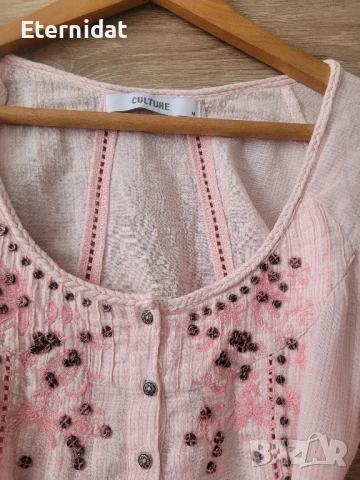 Розова блузка с бродерии памучна материя , снимка 5 - Туники - 50851728