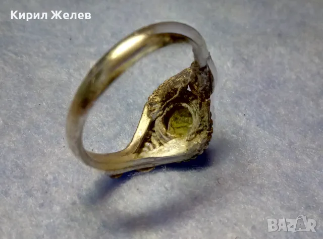 СТАР СКЪПЕЦЕНЕН СРЕБЪРЕН ПРЪСТЕН СРЕБРО 925 с РЪЧНО ФАСЕТИРАН НАТУРАЛЕН ПЕРИДОТ с ИНКЛУЗИИ 48621, снимка 12 - Антикварни и старинни предмети - 50136172