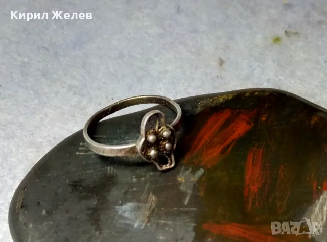 СТАРИНЕН ФИЛИГРАНЕН СРЕБЪРЕН ПРЪСТЕН СРЕБРО ВИСОКА ПРОБА РЪЧНА ТРАДИЦИОННА ИЗРАБОТКА 47971, снимка 2 - Антикварни и старинни предмети - 49757421