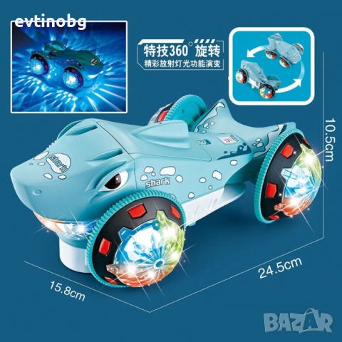 Детска музикална кола - акула със светещи гуми, снимка 3 - Коли, камиони, мотори, писти - 53921281