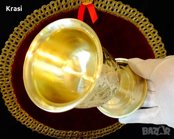 Персийски бронзов бокал за вино с двойни стени. , снимка 5 - Антикварни и старинни предмети - 47417672