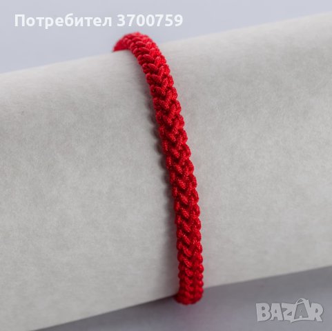 Ръчно изработена гривна с червен конец и сребро, снимка 4 - Гривни - 42755545