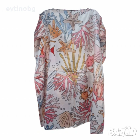 Лятна плажна туника от коприна, с артистични и морски десени, снимка 9 - Туники - 54133531